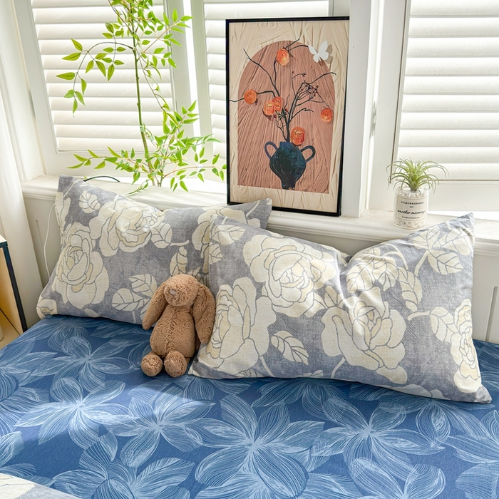 91家纺网 家纺一手货源 找家纺 黛妮雅 2026新款AB版全棉印花单被套床单枕套 送买家秀 山茶花