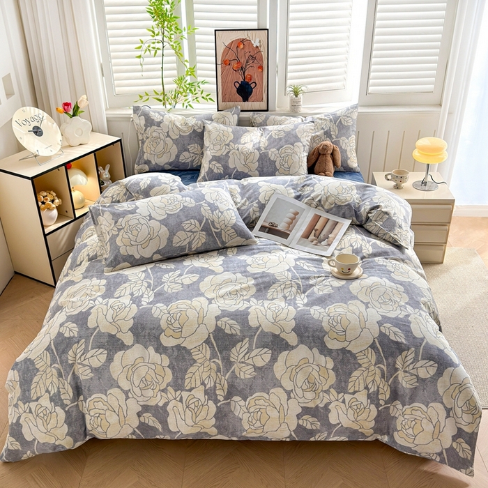 91家纺网 家纺一手货源 找家纺 黛妮雅 2026新款AB版全棉印花单被套床单枕套 送买家秀 山茶花