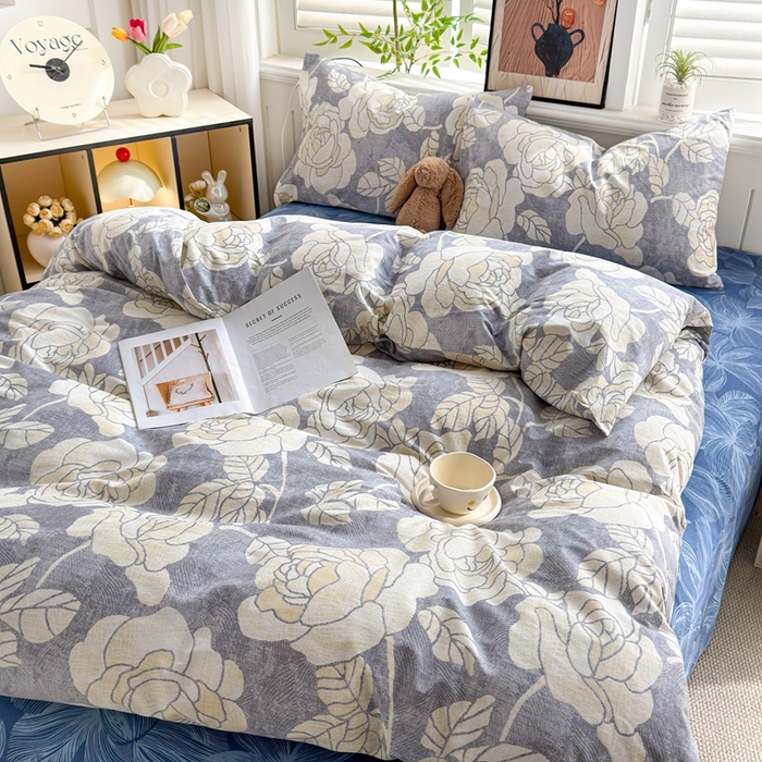 91家纺网 家纺一手货源 找家纺 黛妮雅 2026新款AB版全棉印花单被套床单枕套 送买家秀 山茶花