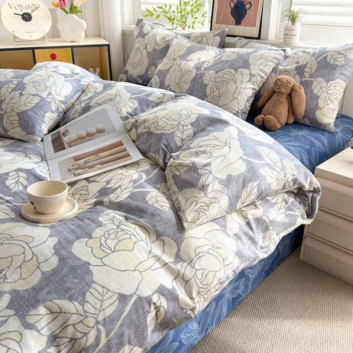 91家纺网 家纺一手货源 找家纺 黛妮雅 2026新款AB版全棉印花单被套床单枕套 送买家秀 山茶花