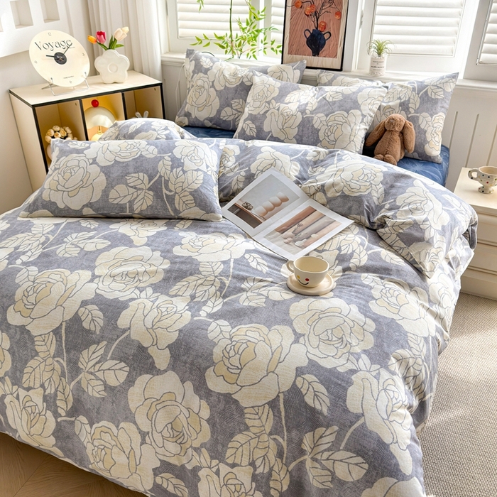 91家纺网 家纺一手货源 找家纺 黛妮雅 2026新款AB版全棉印花单被套床单枕套 送买家秀 山茶花