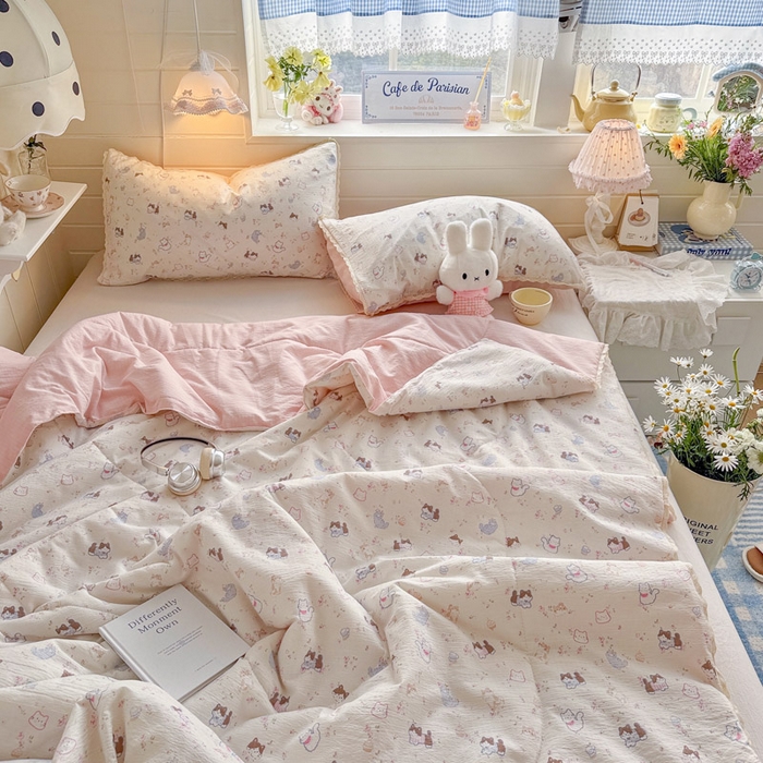 91家纺网 家纺一手货源 找家纺 优承佳生活馆 2026新款云感双层纱抗菌夏被夏凉被空调被 萌宠乐园