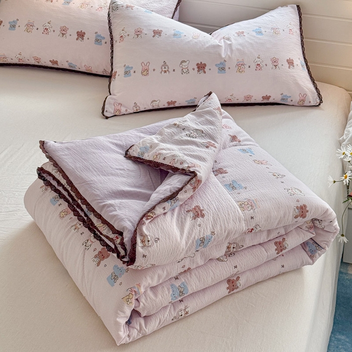 91家纺网 家纺一手货源 找家纺 优承佳生活馆 2026新款云感双层纱抗菌夏被夏凉被空调被 趣多多