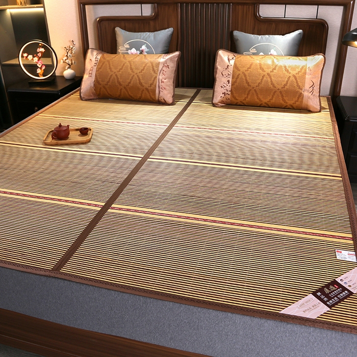 91家纺网 家纺一手货源 找家纺 鸣创 2026新款竹席凉席冰丝席碳化双面竹凉席草席藤席 精品木纹