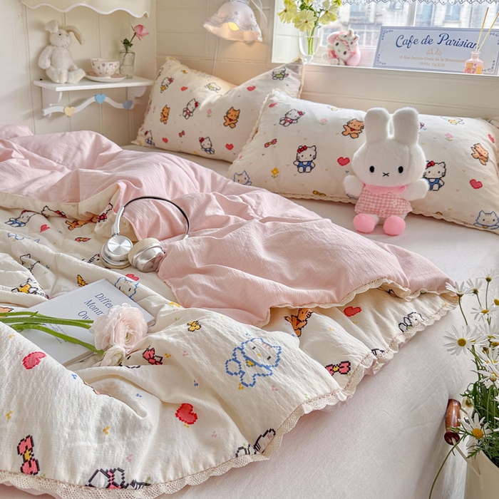 91家纺网 家纺一手货源 找家纺 优承佳生活馆 2026新款云感双层纱抗菌夏被夏凉被空调被 KT乐园