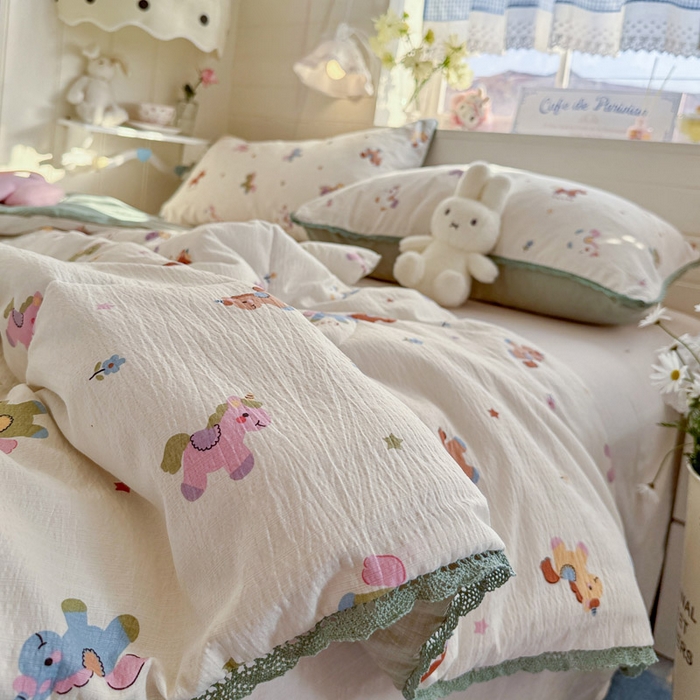 91家纺网 家纺一手货源 找家纺 优承佳生活馆 2026新款云感双层纱抗菌夏被夏凉被空调被 欢乐木马