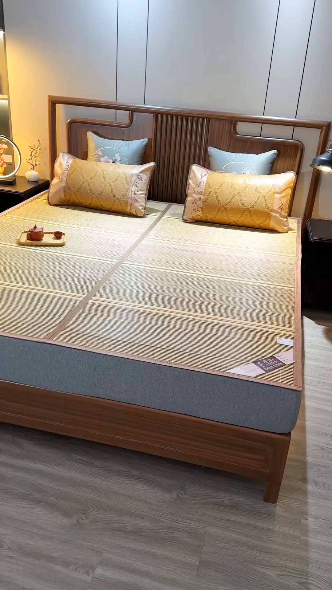 91家纺网 家纺一手货源 找家纺 鸣创 2026新款竹席凉席冰丝席碳化双面竹凉席草席藤席 精品木纹