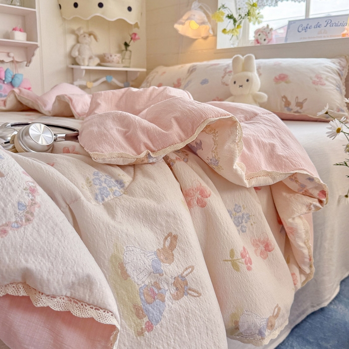 91家纺网 家纺一手货源 找家纺 优承佳生活馆 2026新款云感双层纱抗菌夏被夏凉被空调被 甜梦兔