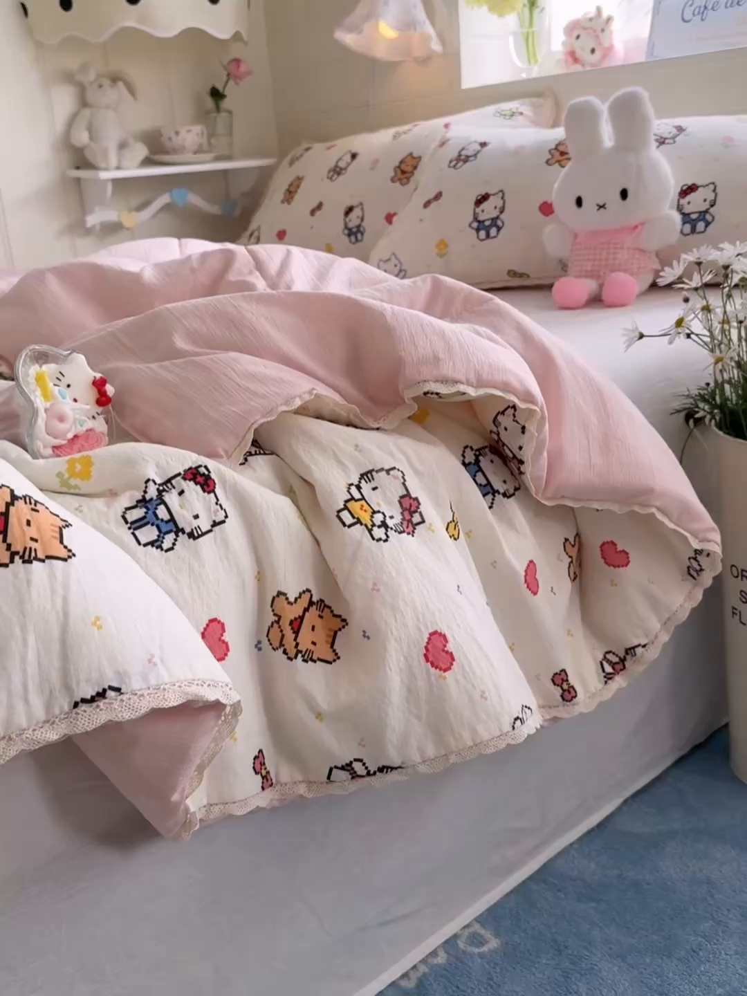 91家纺网 家纺一手货源 找家纺 优承佳生活馆 2026新款云感双层纱抗菌夏被夏凉被空调被 KT乐园