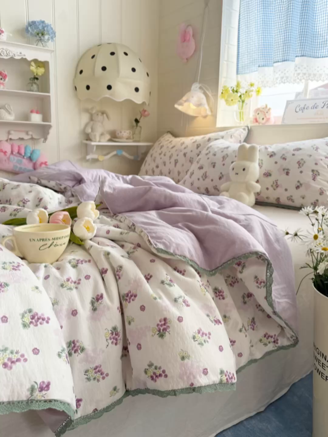 91家纺网 家纺一手货源 找家纺 优承佳生活馆 2026新款云感双层纱抗菌夏被夏凉被空调被 粉紫绮梦