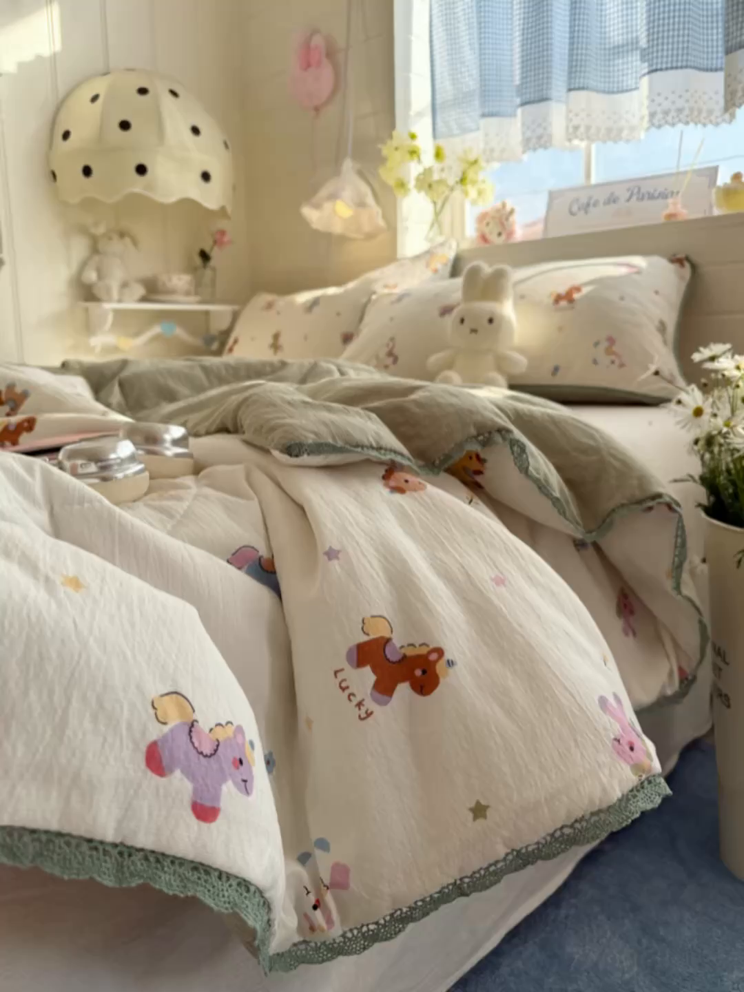 91家纺网 家纺一手货源 找家纺 优承佳生活馆 2026新款云感双层纱抗菌夏被夏凉被空调被 欢乐木马