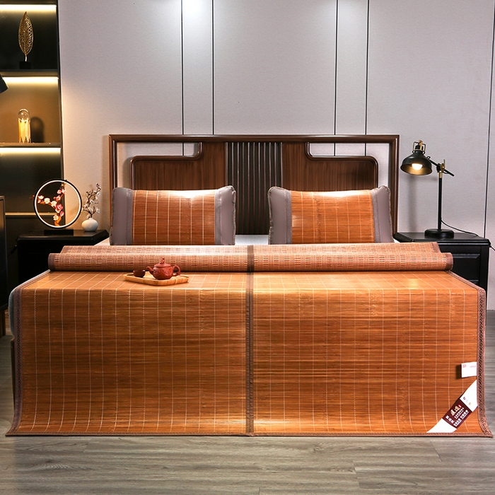 91家纺网 家纺一手货源 找家纺 鸣创 2026新款竹席凉席冰丝席碳化双面竹凉席草席藤席 精品碳化