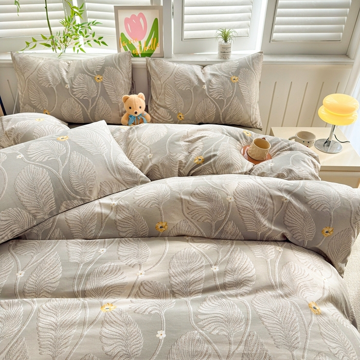 91家纺网 家纺一手货源 找家纺 黛妮雅 2026新款AB版全棉印花单被套床单枕套 送买家秀 金叶疏影