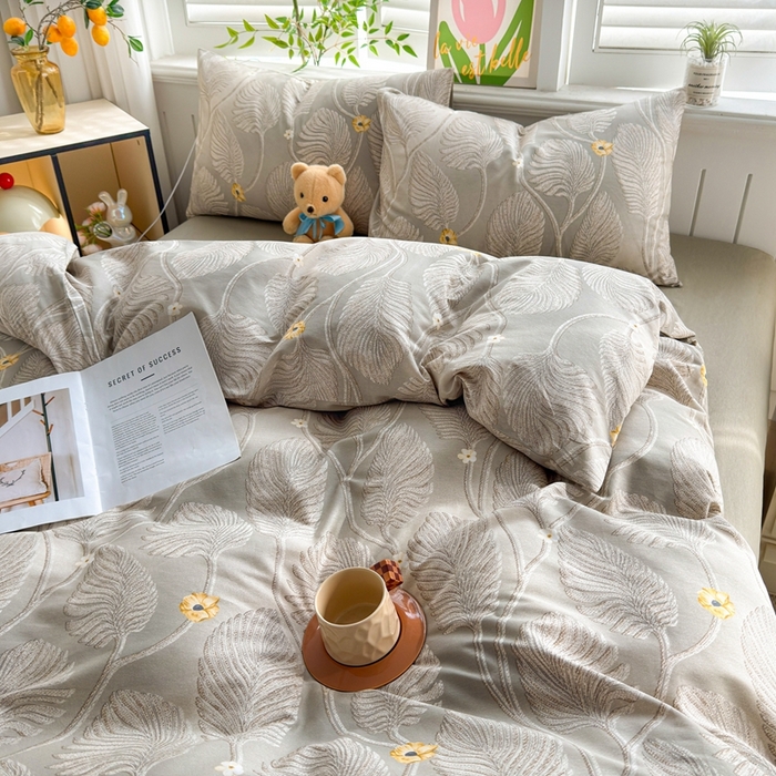 91家纺网 家纺一手货源 找家纺 黛妮雅 2026新款AB版全棉印花单被套床单枕套 送买家秀 金叶疏影