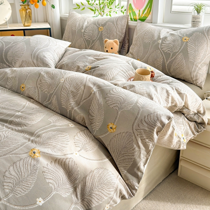 91家纺网 家纺一手货源 找家纺 黛妮雅 2026新款AB版全棉印花单被套床单枕套 送买家秀 金叶疏影