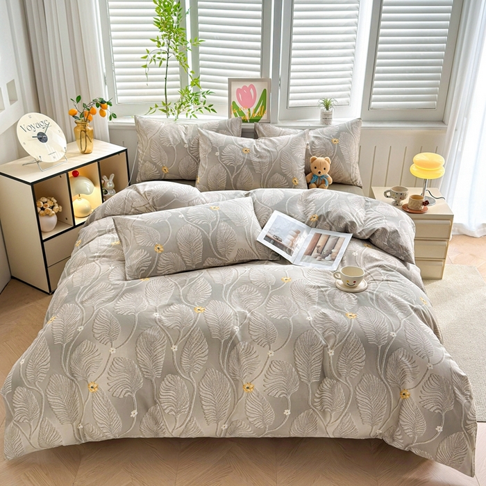 91家纺网 家纺一手货源 找家纺 黛妮雅 2026新款AB版全棉印花单被套床单枕套 送买家秀 金叶疏影