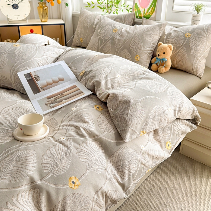 91家纺网 家纺一手货源 找家纺 黛妮雅 2026新款AB版全棉印花单被套床单枕套 送买家秀 金叶疏影