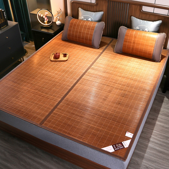 91家纺网 家纺一手货源 找家纺 鸣创 2026新款竹席凉席冰丝席碳化双面竹凉席草席藤席 精品碳化