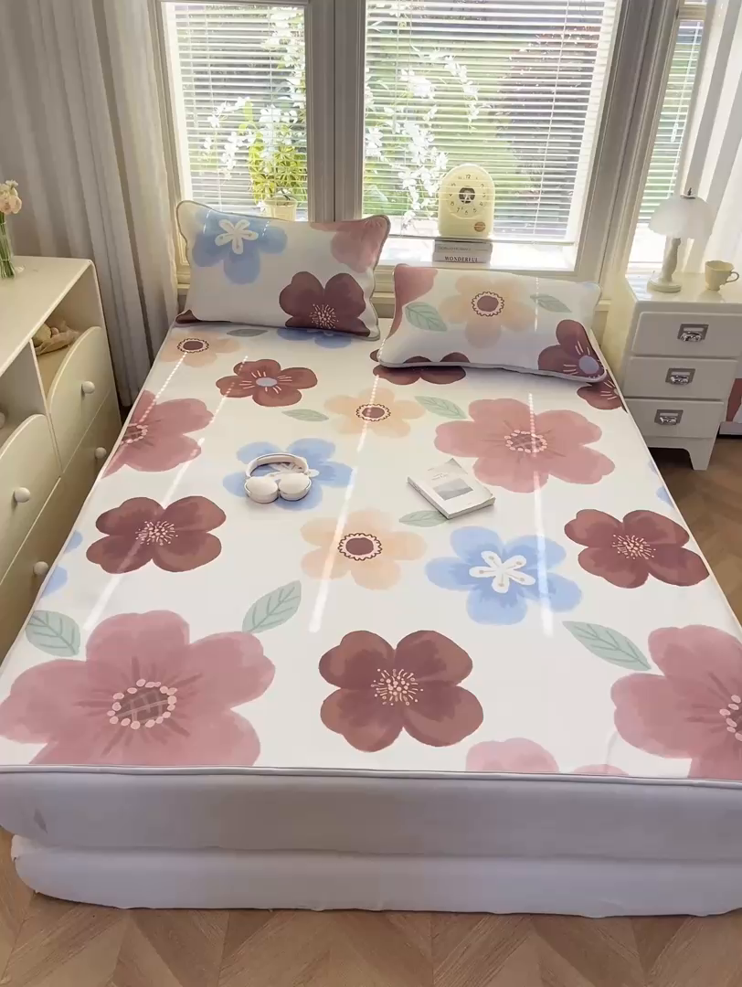 91家纺网 家纺一手货源 找家纺 麋兔 2026新款凉感小冰皮软席席子凉席 花绘