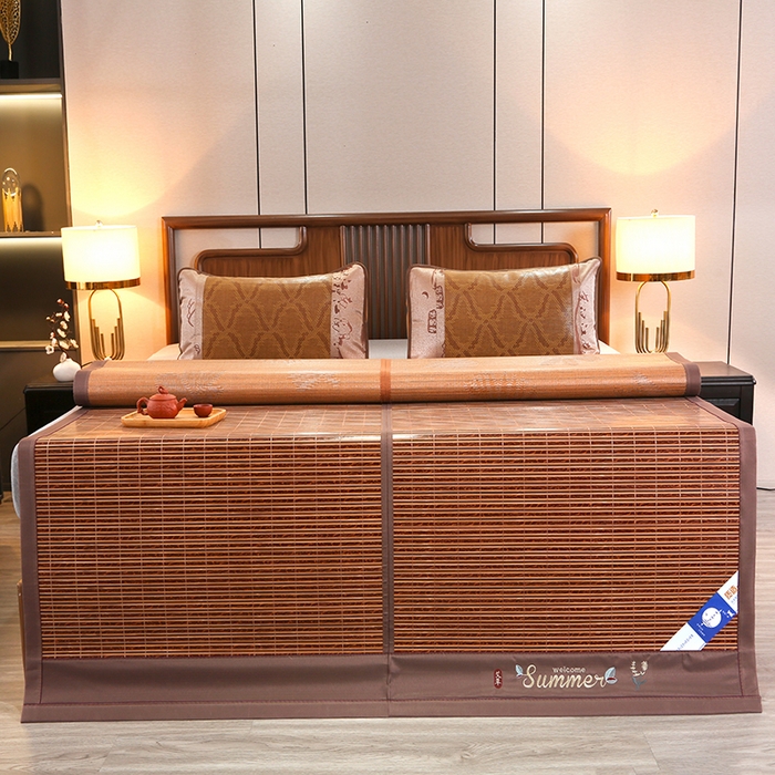 91家纺网 家纺一手货源 找家纺 鸣创 2026新款竹席凉席冰丝席碳化双面竹凉席草席藤席 一帆风顺