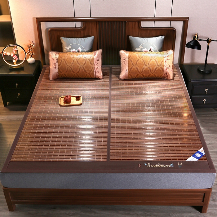 91家纺网 家纺一手货源 找家纺 鸣创 2026新款竹席凉席冰丝席碳化双面竹凉席草席藤席 一帆风顺