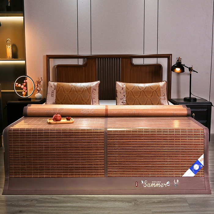 91家纺网 家纺一手货源 找家纺 鸣创 2026新款竹席凉席冰丝席碳化双面竹凉席草席藤席 一帆风顺