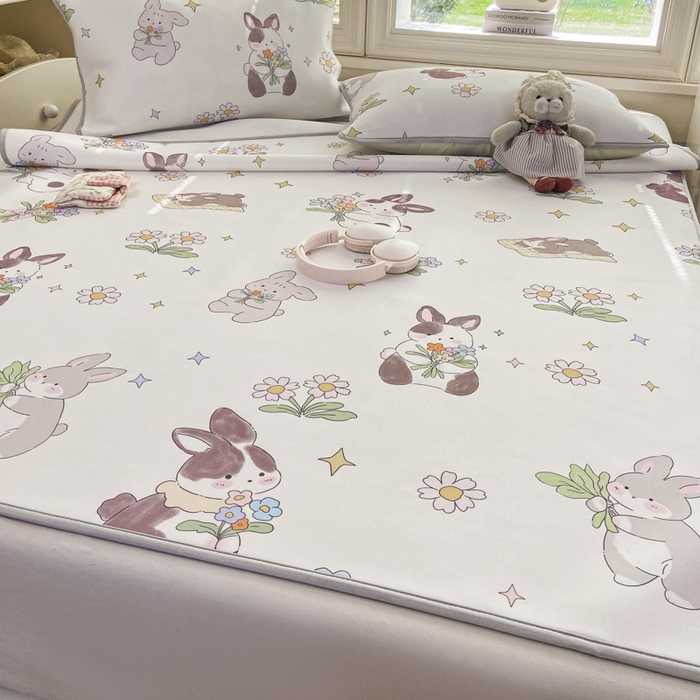 91家纺网 家纺一手货源 找家纺 麋兔 2026新款凉感小冰皮软席席子凉席 花信兔语