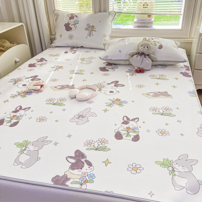 91家纺网 家纺一手货源 找家纺 麋兔 2026新款凉感小冰皮软席席子凉席 花信兔语