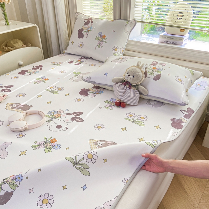 91家纺网 家纺一手货源 找家纺 麋兔 2026新款凉感小冰皮软席席子凉席 花信兔语