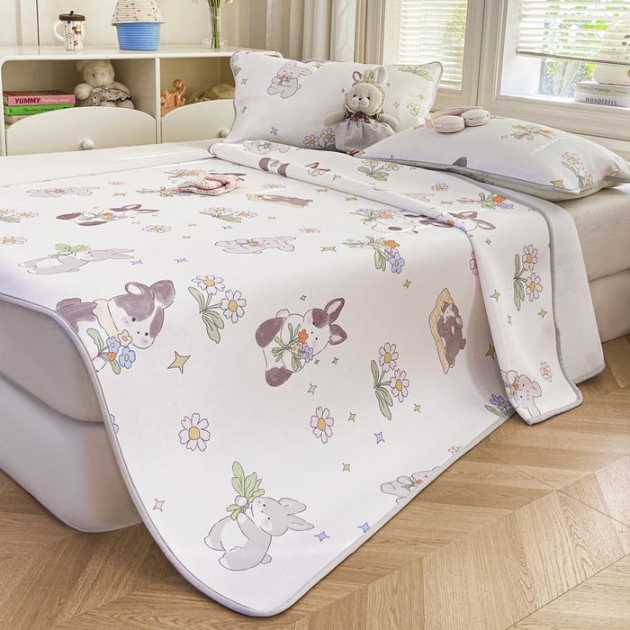 91家纺网 家纺一手货源 找家纺 麋兔 2026新款凉感小冰皮软席席子凉席 花信兔语