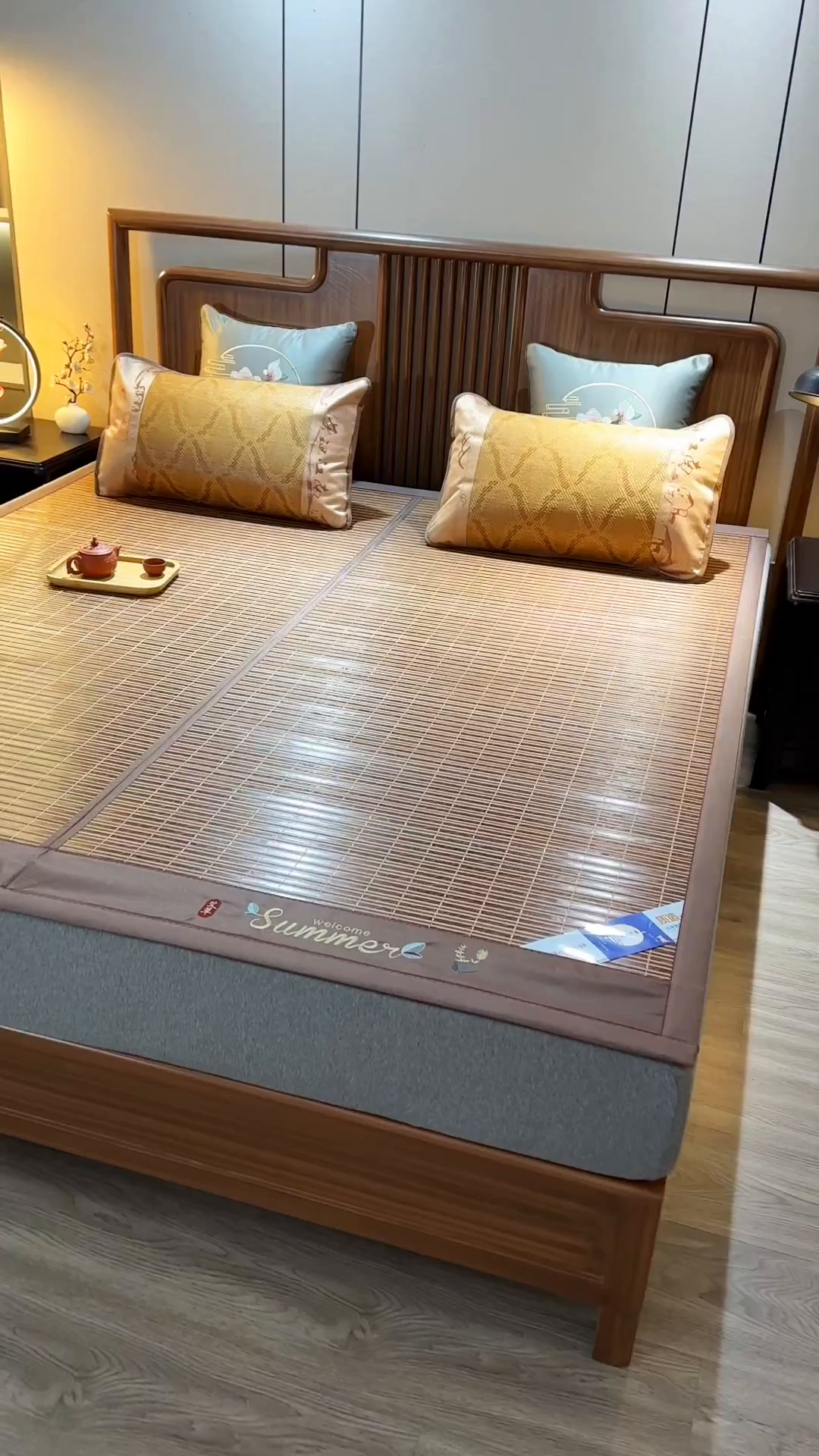 91家纺网 家纺一手货源 找家纺 鸣创 2026新款竹席凉席冰丝席碳化双面竹凉席草席藤席 一帆风顺