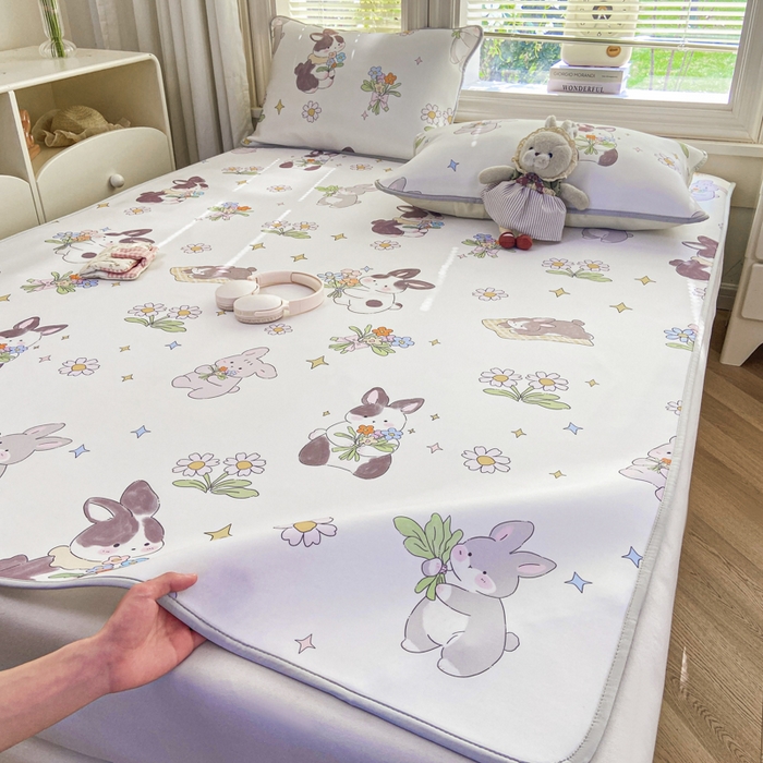 91家纺网 家纺一手货源 找家纺 麋兔 2026新款凉感小冰皮软席席子凉席 花信兔语