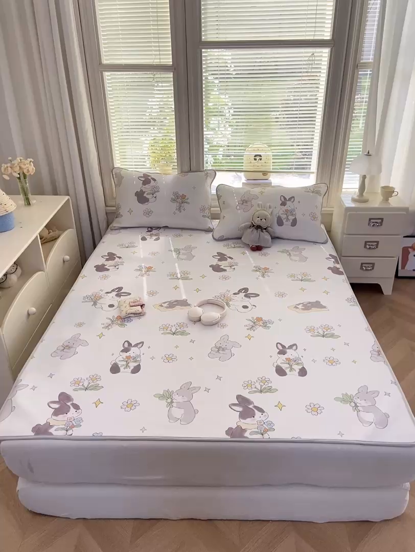 91家纺网 家纺一手货源 找家纺 麋兔 2026新款凉感小冰皮软席席子凉席 花信兔语