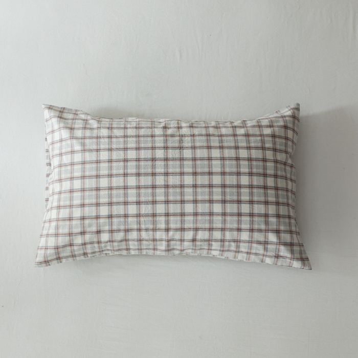 棉眠 2026新款调色盘水洗棉混搭单品系列-格子单枕套 海盐格