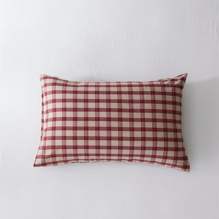 棉眠 2026新款调色盘水洗棉混搭单品系列-格子单枕套 红格