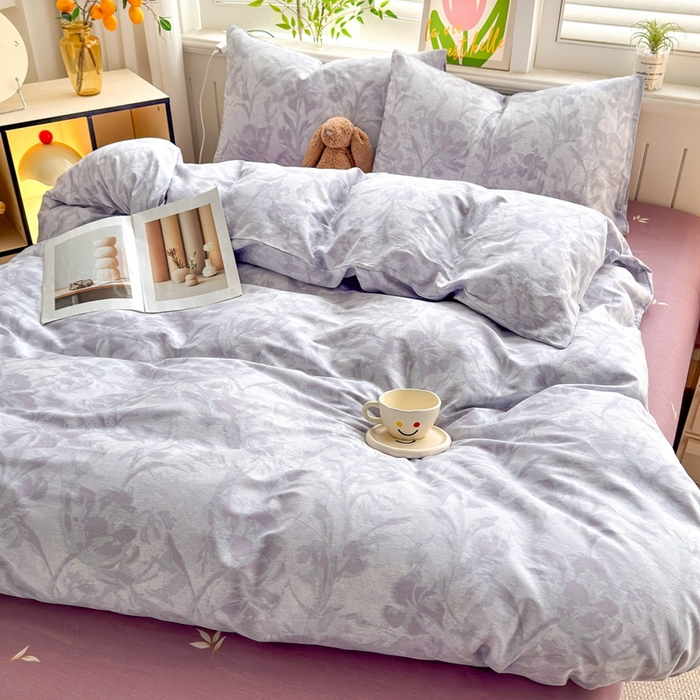 91家纺网 家纺一手货源 找家纺 黛妮雅 2026新款AB版全棉印花单被套床单枕套 送买家秀 紫雾花影