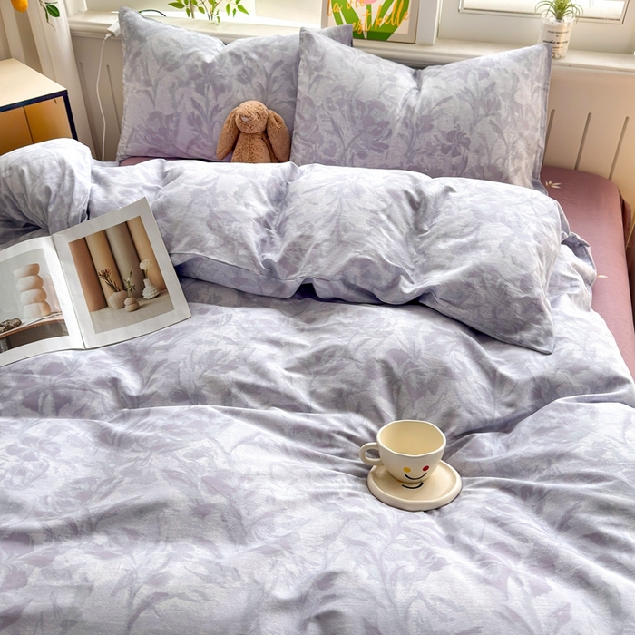 91家纺网 家纺一手货源 找家纺 黛妮雅 2026新款AB版全棉印花单被套床单枕套 送买家秀 紫雾花影