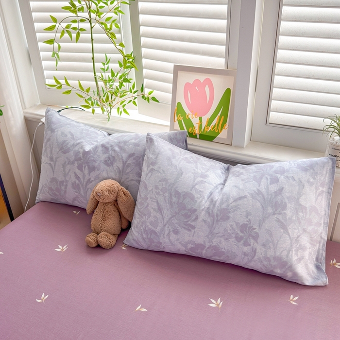 91家纺网 家纺一手货源 找家纺 黛妮雅 2026新款AB版全棉印花单被套床单枕套 送买家秀 紫雾花影