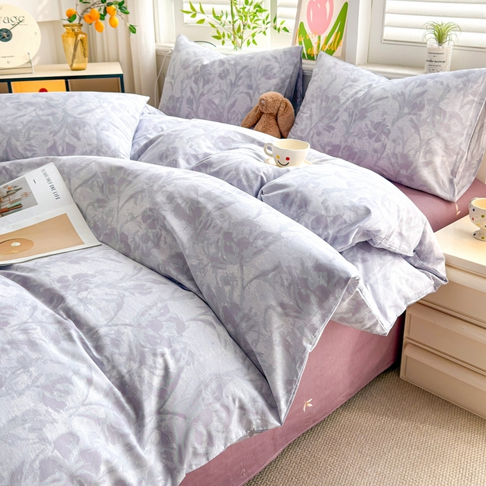91家纺网 家纺一手货源 找家纺 黛妮雅 2026新款AB版全棉印花单被套床单枕套 送买家秀 紫雾花影