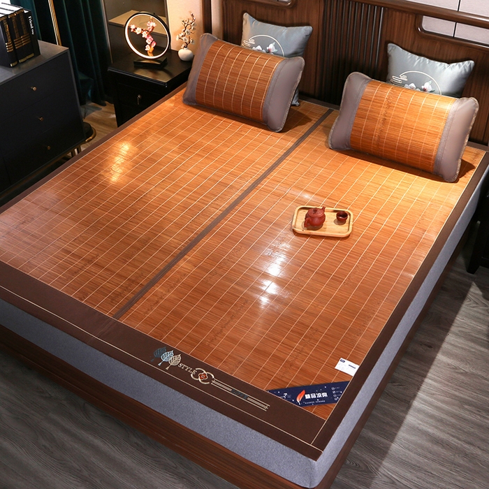 91家纺网 家纺一手货源 找家纺 鸣创 2026新款竹席凉席冰丝席碳化双面竹凉席草席藤席 金枝玉叶