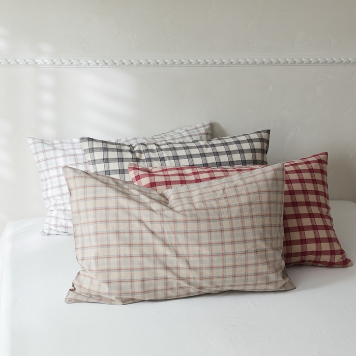 91家纺网 家纺一手货源 找家纺 棉眠 2026新款调色盘水洗棉混搭单品系列-格子单枕套 组合图