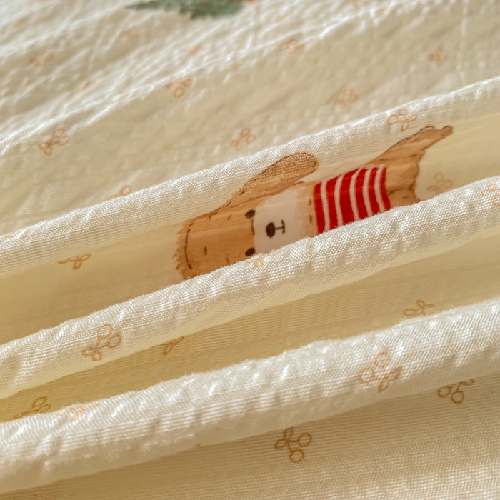 91家纺网 家纺一手货源 找家纺 昊川家纺 2026新款奶芙双层纱皱皱纱小清新多功能韩版花边床盖四件套 好朋友-奶杏