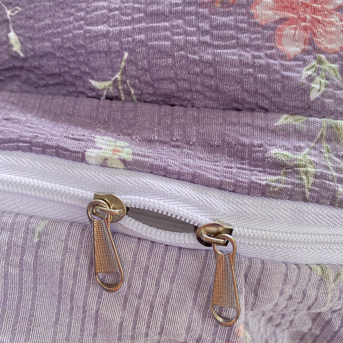 91家纺网 家纺一手货源 找家纺 昊川家纺 2026新款奶芙双层纱皱皱纱小清新多功能韩版花边床盖四件套 花漾-紫