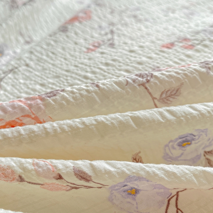 91家纺网 家纺一手货源 找家纺 昊川家纺 2026新款奶芙双层纱皱皱纱小清新多功能韩版花边床盖四件套 倾心-杏粉