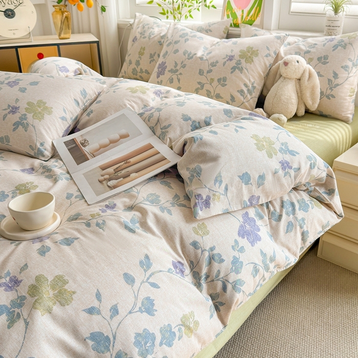 91家纺网 家纺一手货源 找家纺 黛妮雅 2026新款AB版全棉印花单被套床单枕套 送买家秀 花间蓝