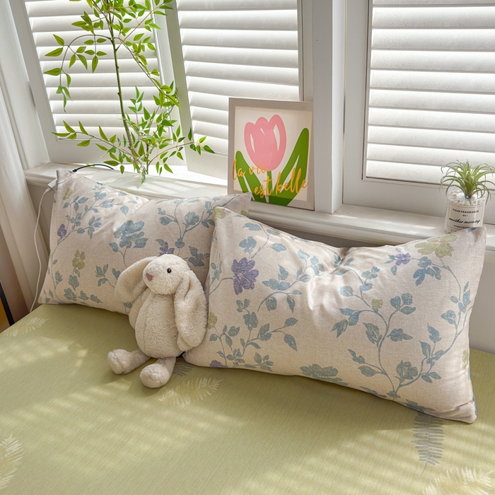 91家纺网 家纺一手货源 找家纺 黛妮雅 2026新款AB版全棉印花单被套床单枕套 送买家秀 花间蓝