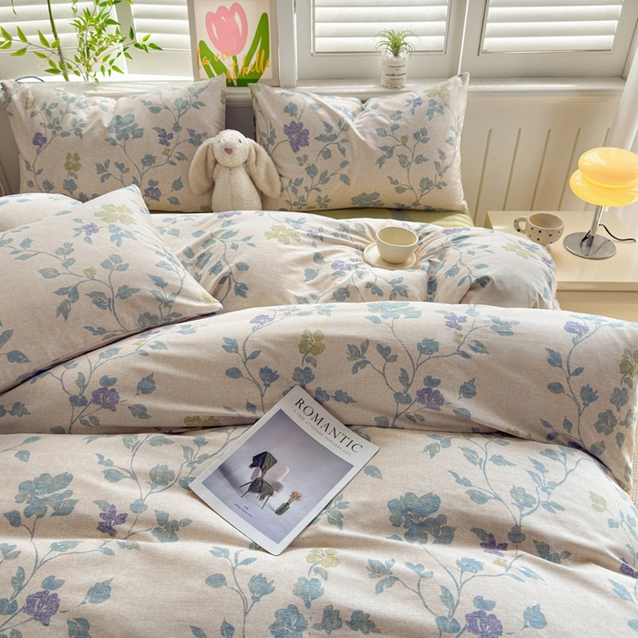 91家纺网 家纺一手货源 找家纺 黛妮雅 2026新款AB版全棉印花单被套床单枕套 送买家秀 花间蓝