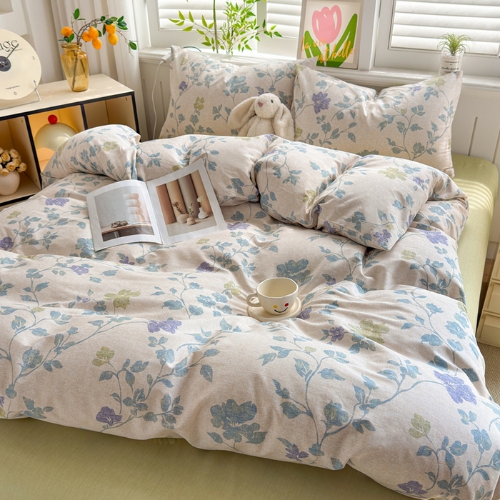 91家纺网 家纺一手货源 找家纺 黛妮雅 2026新款AB版全棉印花单被套床单枕套 送买家秀 花间蓝