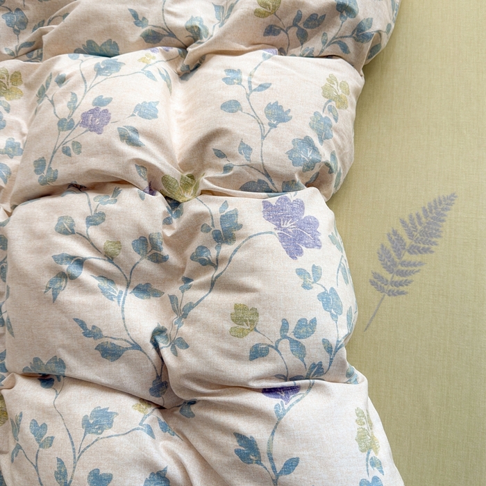 91家纺网 家纺一手货源 找家纺 黛妮雅 2026新款AB版全棉印花单被套床单枕套 送买家秀 花间蓝