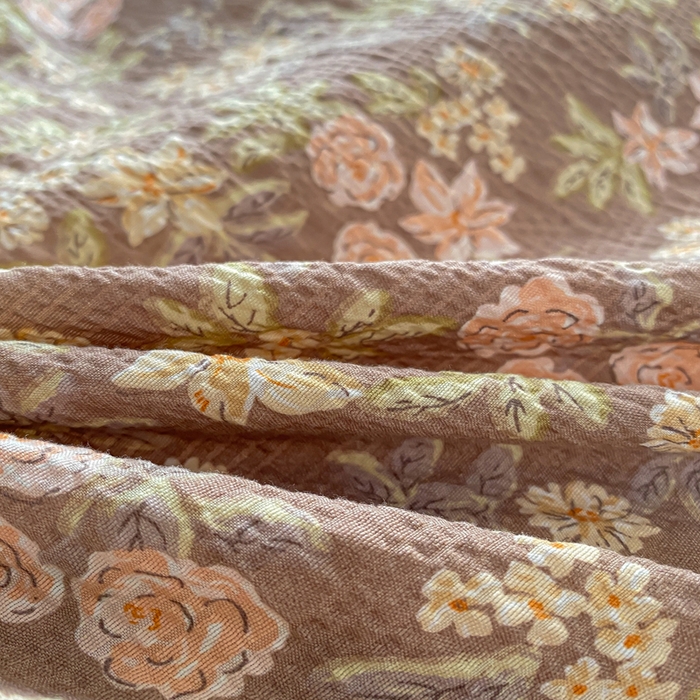 91家纺网 家纺一手货源 找家纺 昊川家纺 2026新款奶芙双层纱皱皱纱小清新多功能韩版花边床盖四件套 桔园晚香